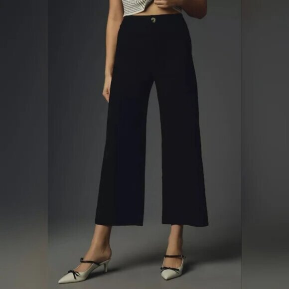 Anthropologie Maeve The Colette Pants Black Linen Blend High Waist sz 26 Stretch - Picture 1 of 16